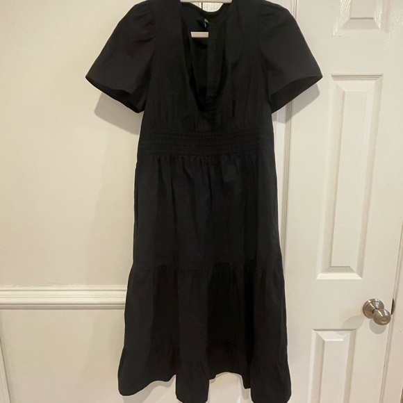 Quince 100% Organic Cotton Tiered Maxi Dress Black Preppy Cottage - Picture 4 of 8